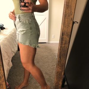 Flying monkey muted green shorts